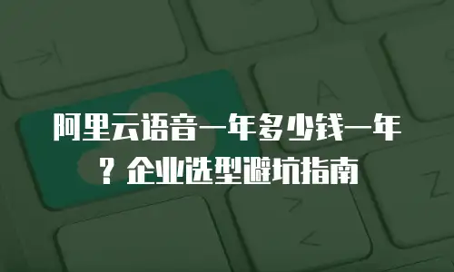 阿里云语音一年多少钱一年？企业选型避坑指南