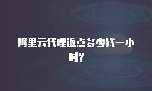 阿里云代理返点多少钱一小时？