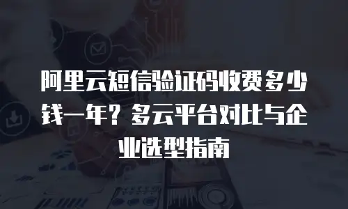 阿里云短信验证码收费多少钱一年？多云平台对比与企业选型指南