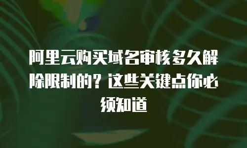 阿里云购买域名审核多久解除限制的？这些关键点你必须知道