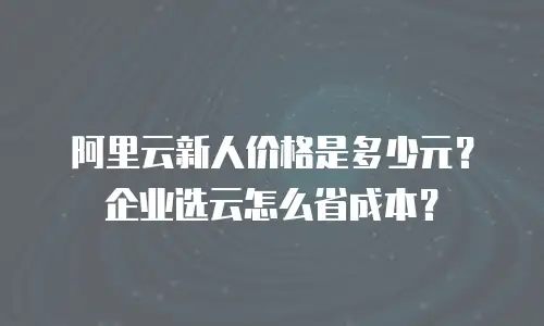 阿里云新人价格是多少元？企业选云怎么省成本？