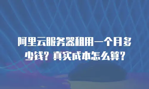 阿里云服务器租用一个月多少钱？真实成本怎么算？