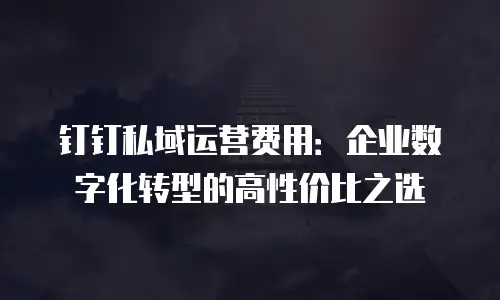钉钉私域运营费用：企业数字化转型的高性价比之选