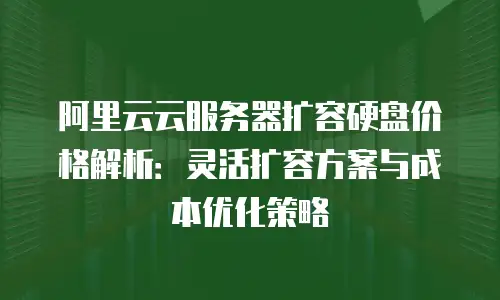 阿里云云服务器扩容硬盘价格解析：灵活扩容方案与成本优化策略