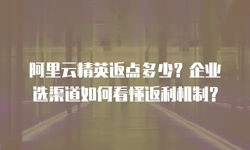 阿里云精英返点多少？企业选渠道如何看懂返利机制？