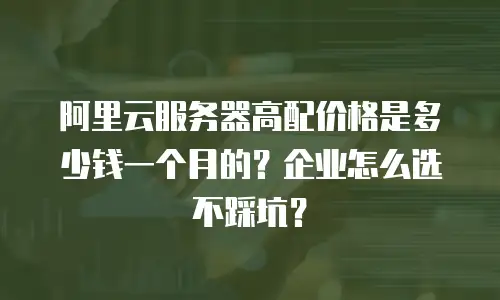 阿里云服务器高配价格是多少钱一个月的？企业怎么选不踩坑？