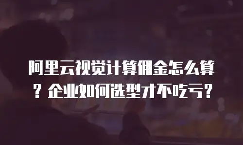 阿里云视觉计算佣金怎么算？企业如何选型才不吃亏？