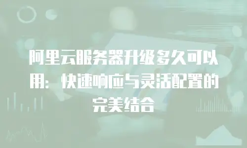 阿里云服务器升级多久可以用：快速响应与灵活配置的完美结合