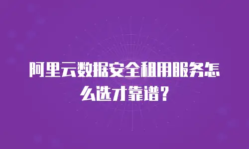 阿里云数据安全租用服务怎么选才靠谱？