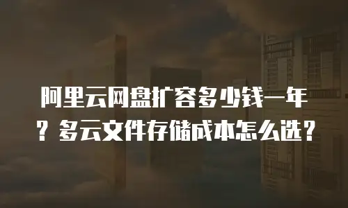 阿里云网盘扩容多少钱一年？多云文件存储成本怎么选？