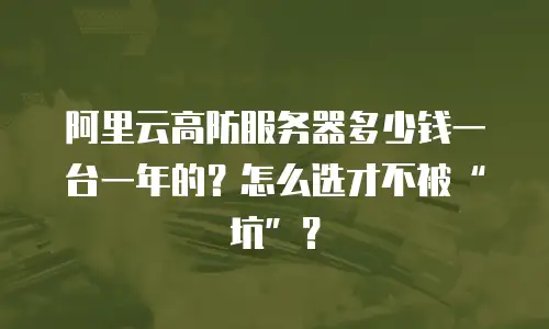 阿里云高防服务器多少钱一台一年的？怎么选才不被“坑”？