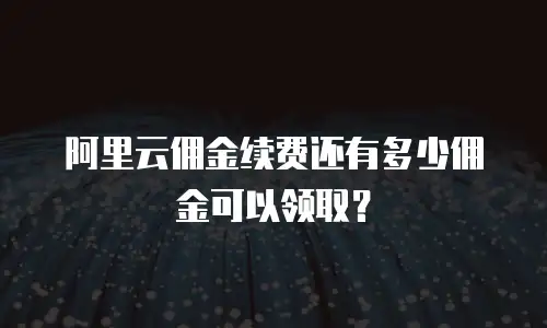 阿里云佣金续费还有多少佣金可以领取？