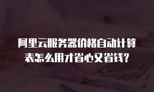 阿里云服务器价格自动计算表怎么用才省心又省钱？