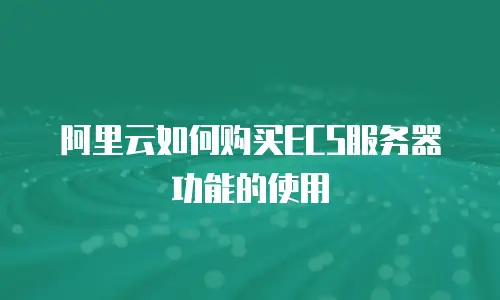 阿里云如何购买ECS服务器功能的使用