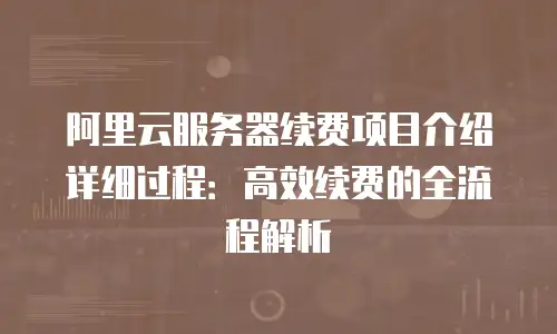 阿里云服务器续费项目介绍详细过程：高效续费的全流程解析