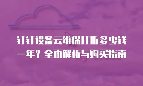 钉钉设备云维保打折多少钱一年？全面解析与购买指南