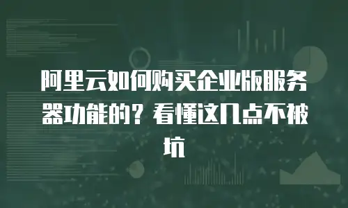 阿里云如何购买企业版服务器功能的？看懂这几点不被坑