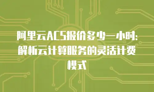 阿里云ACS报价多少一小时：解析云计算服务的灵活计费模式