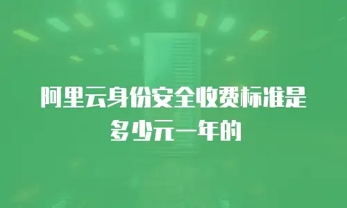 阿里云身份安全收费标准是多少元一年的