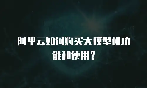 阿里云如何购买大模型机功能和使用？
