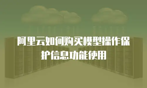 阿里云如何购买模型操作保护信息功能使用