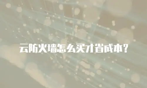 云防火墙怎么买才省成本？