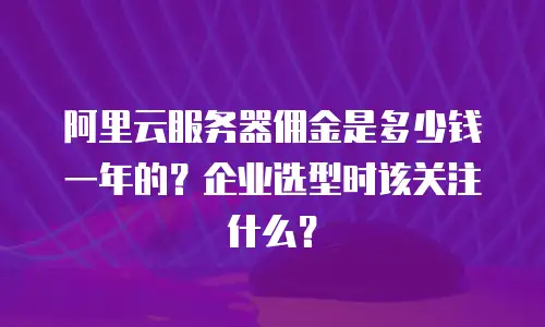 阿里云服务器佣金是多少钱一年的？企业选型时该关注什么？
