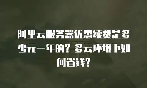 阿里云服务器优惠续费是多少元一年的？多云环境下如何省钱？