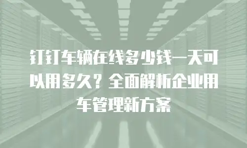 钉钉车辆在线多少钱一天可以用多久？全面解析企业用车管理新方案