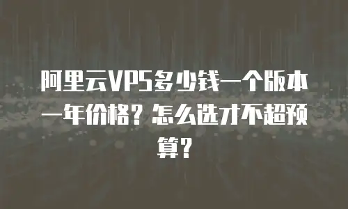 阿里云VPS多少钱一个版本一年价格？怎么选才不超预算？