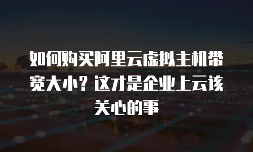 如何购买阿里云虚拟主机带宽大小？这才是企业上云该关心的事