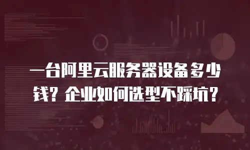 一台阿里云服务器设备多少钱？企业如何选型不踩坑？