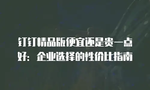 钉钉精品版便宜还是贵一点好：企业选择的性价比指南