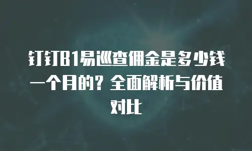 钉钉B1易巡查佣金是多少钱一个月的？全面解析与价值对比