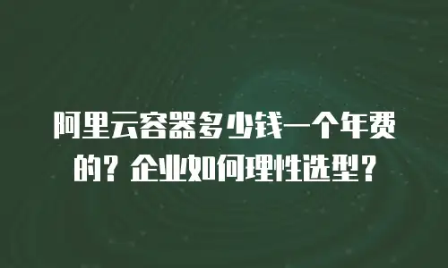 阿里云容器多少钱一个年费的？企业如何理性选型？