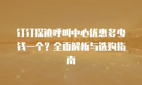 钉钉探迹呼叫中心优惠多少钱一个？全面解析与选购指南