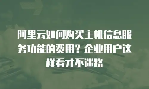 阿里云如何购买主机信息服务功能的费用？企业用户这样看才不迷路