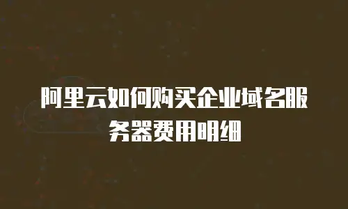 阿里云如何购买企业域名服务器费用明细