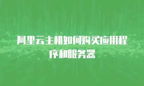 阿里云主机如何购买应用程序和服务器
