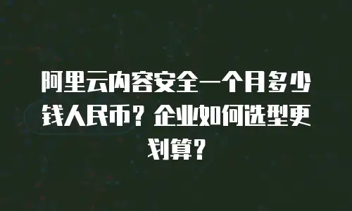 阿里云内容安全一个月多少钱人民币？企业如何选型更划算？