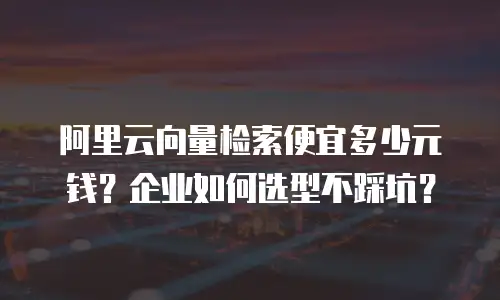 阿里云向量检索便宜多少元钱？企业如何选型不踩坑？