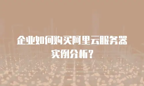 企业如何购买阿里云服务器实例分析？
