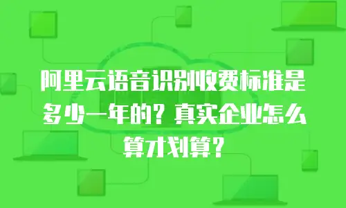 阿里云语音识别收费标准是多少一年的？真实企业怎么算才划算？