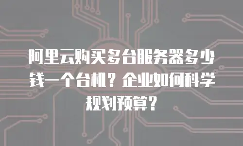 阿里云购买多台服务器多少钱一个台机？企业如何科学规划预算？