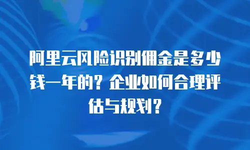 阿里云风险识别佣金是多少钱一年的？企业如何合理评估与规划？