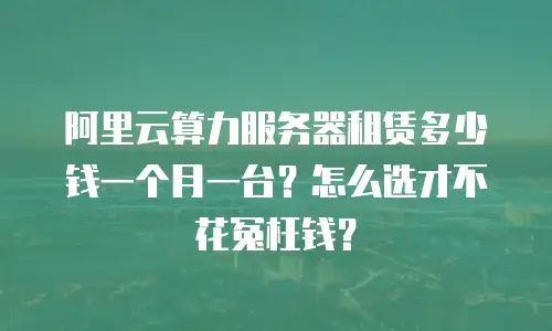 阿里云算力服务器租赁多少钱一个月一台？怎么选才不花冤枉钱？
