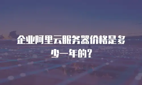 企业阿里云服务器价格是多少一年的？