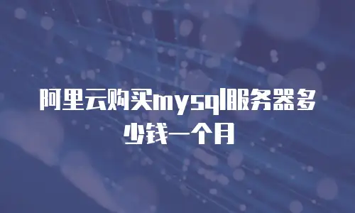 阿里云购买mysql服务器多少钱一个月
