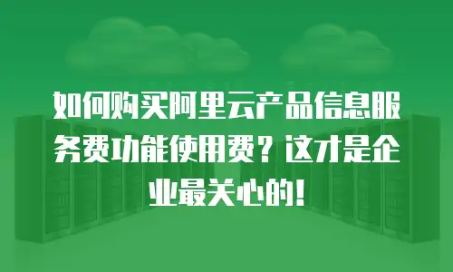 如何购买阿里云产品信息服务费功能使用费？这才是企业最关心的！