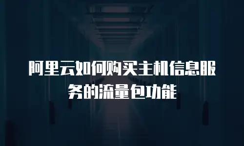 阿里云如何购买主机信息服务的流量包功能